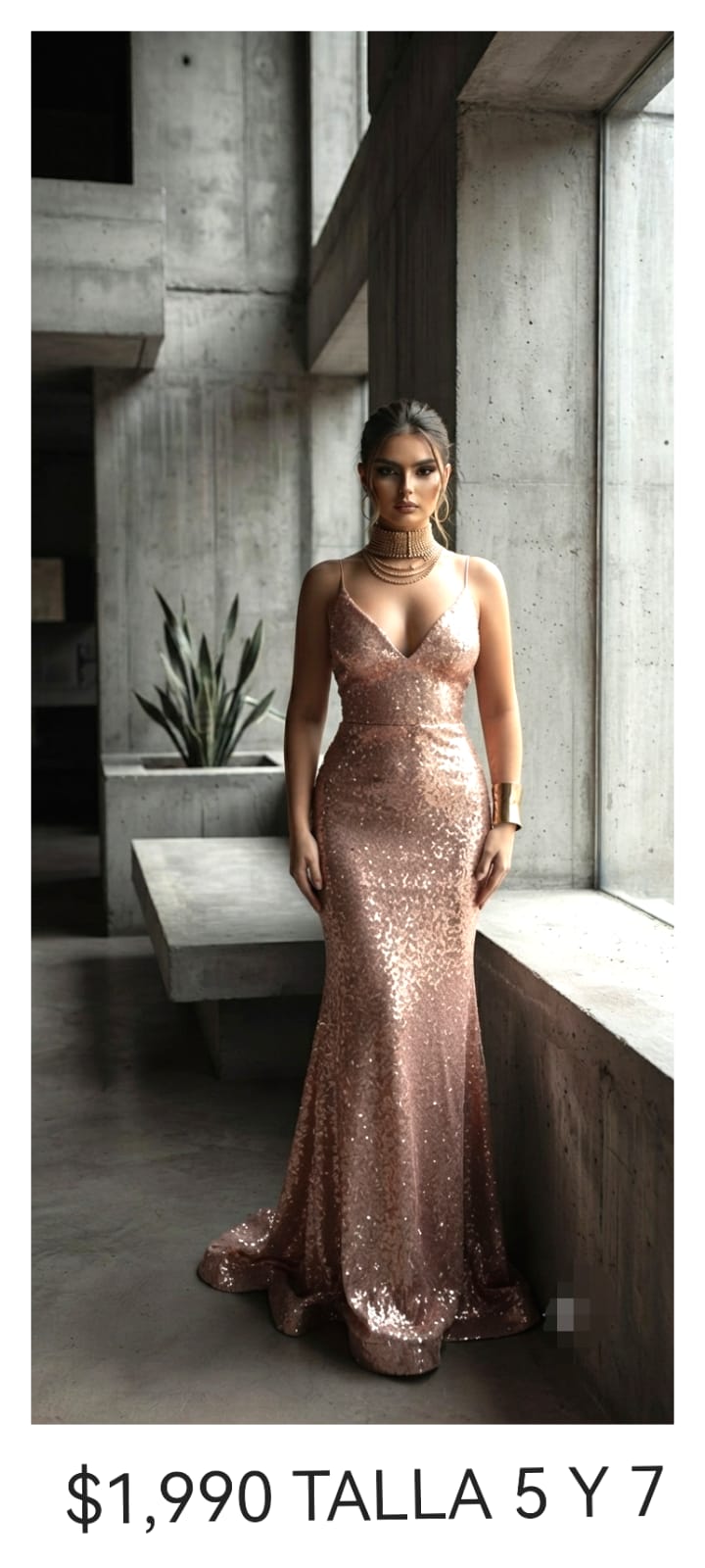 Vestido lentejuelas rose gold