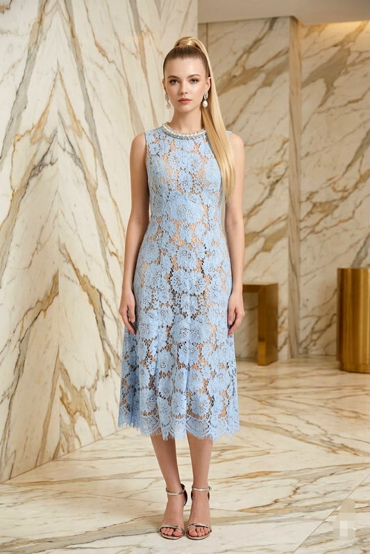 Vestido azul cielo midi