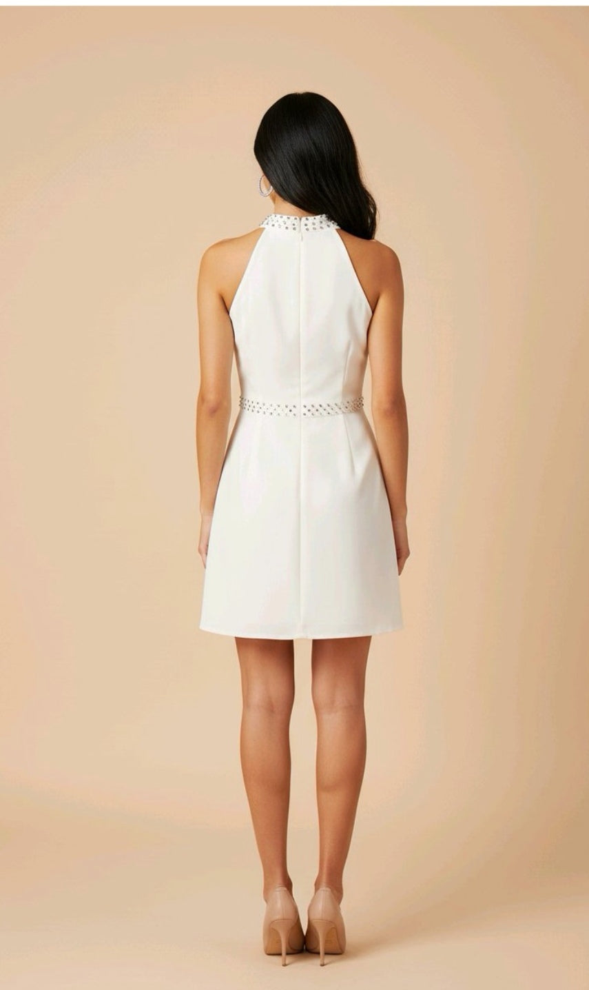 Vestido blanco corto diamantes