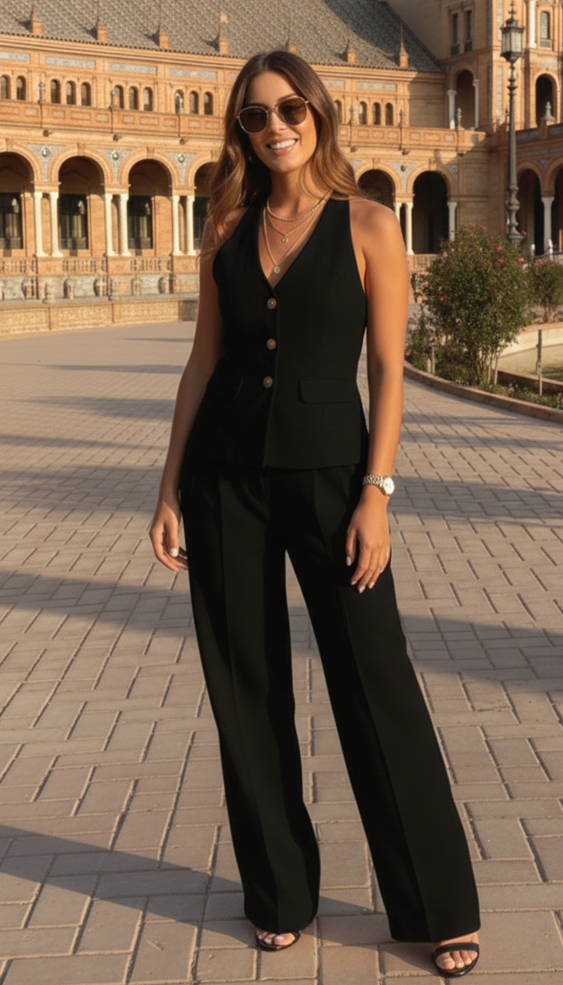 Conjunto chaleco y pantalón negro