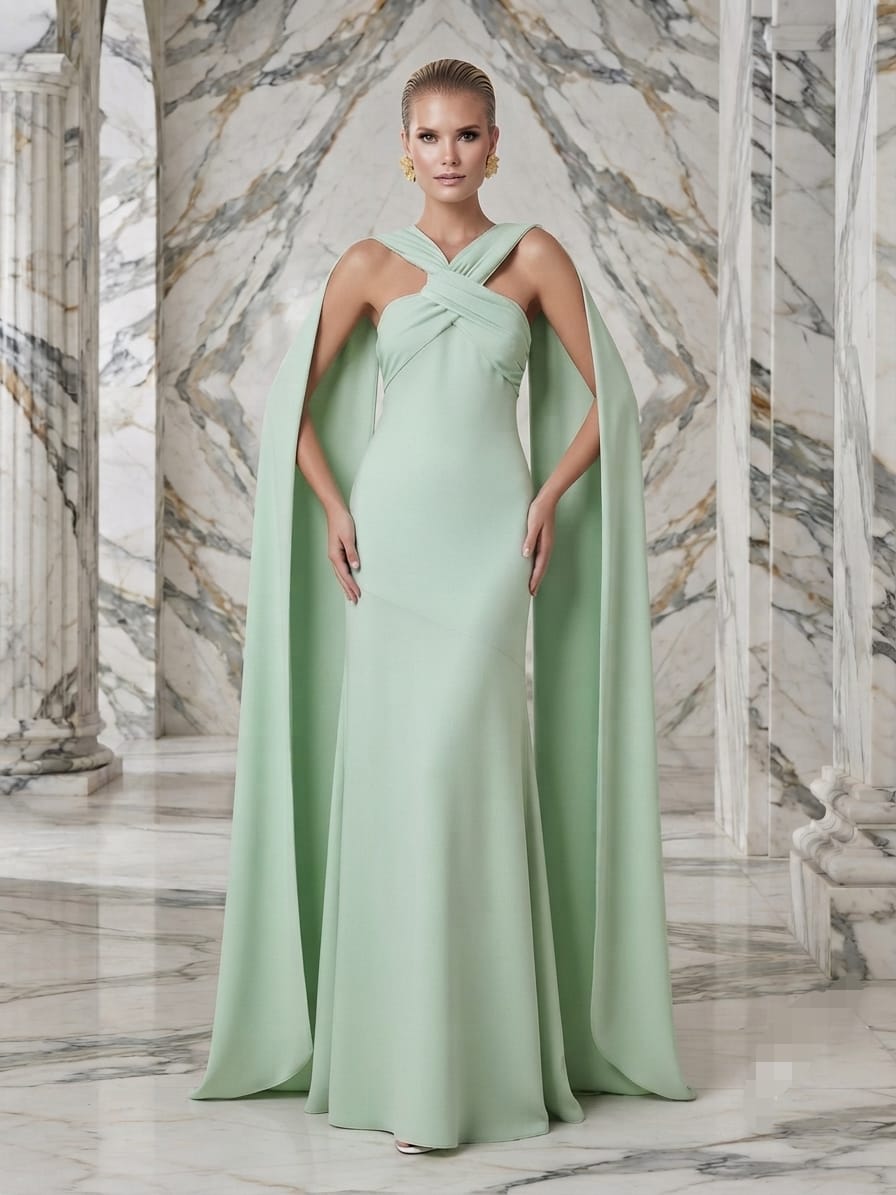 Vestido largo verde menta