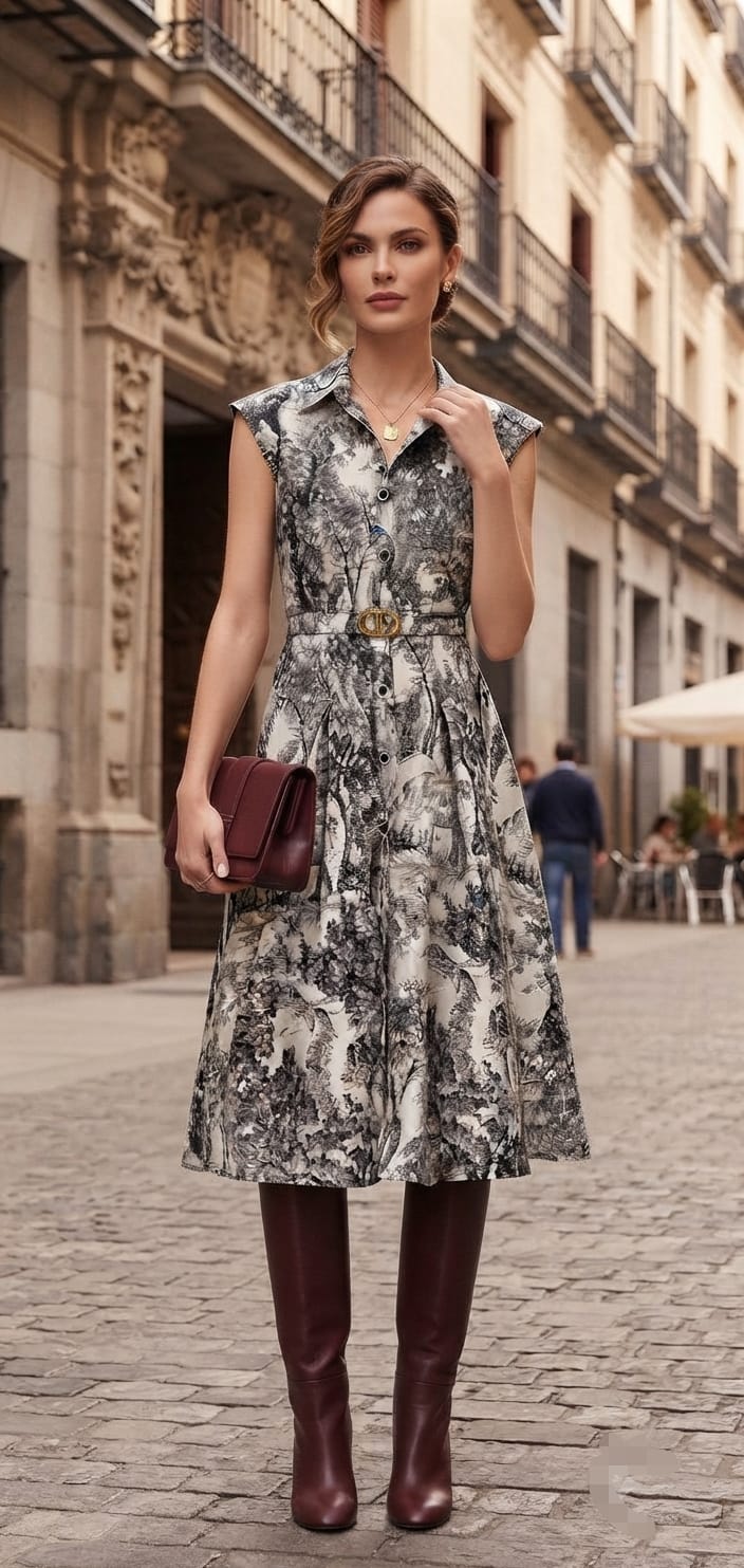 Vestido estampado negro blanco