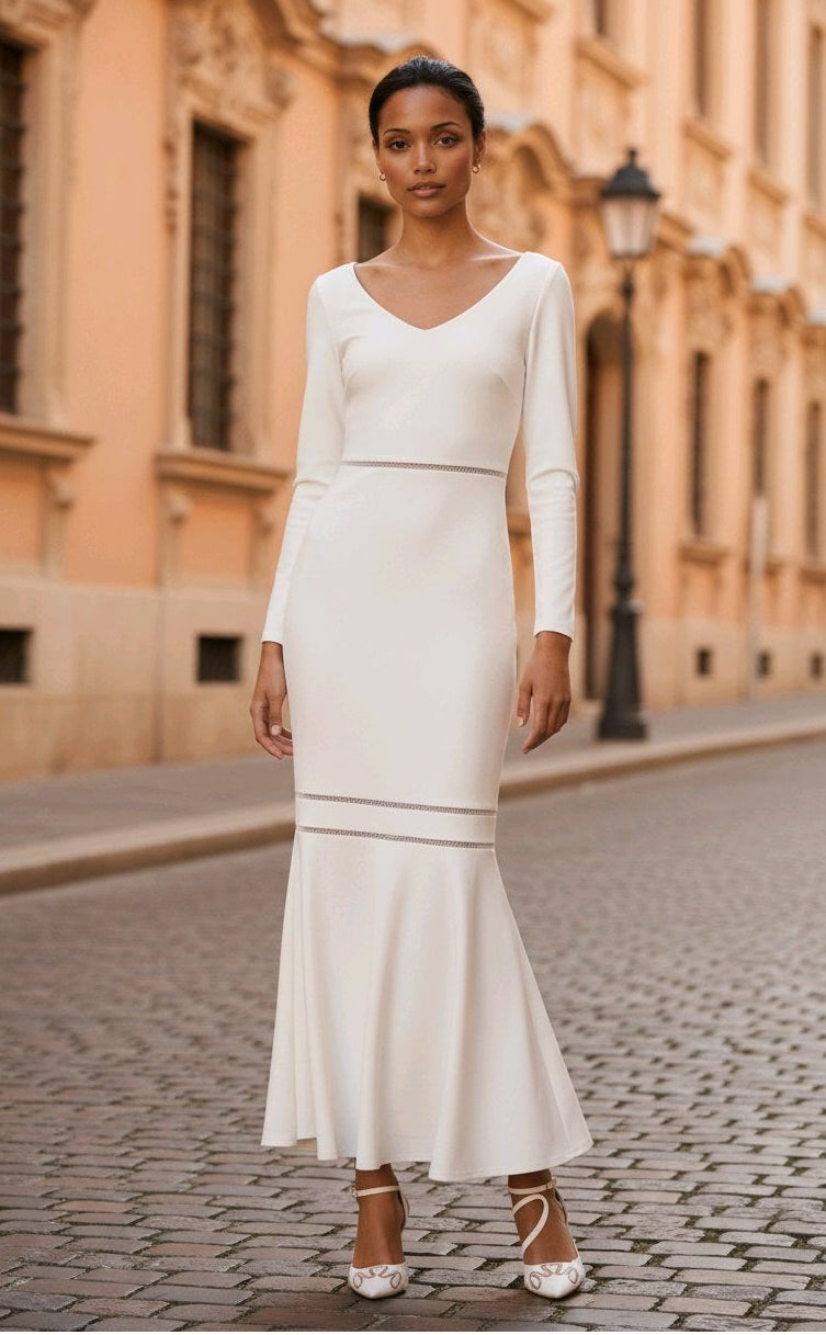 Vestido blanco manga larga