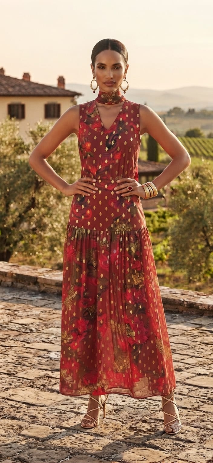 Set falda y blusa naranja quemado
