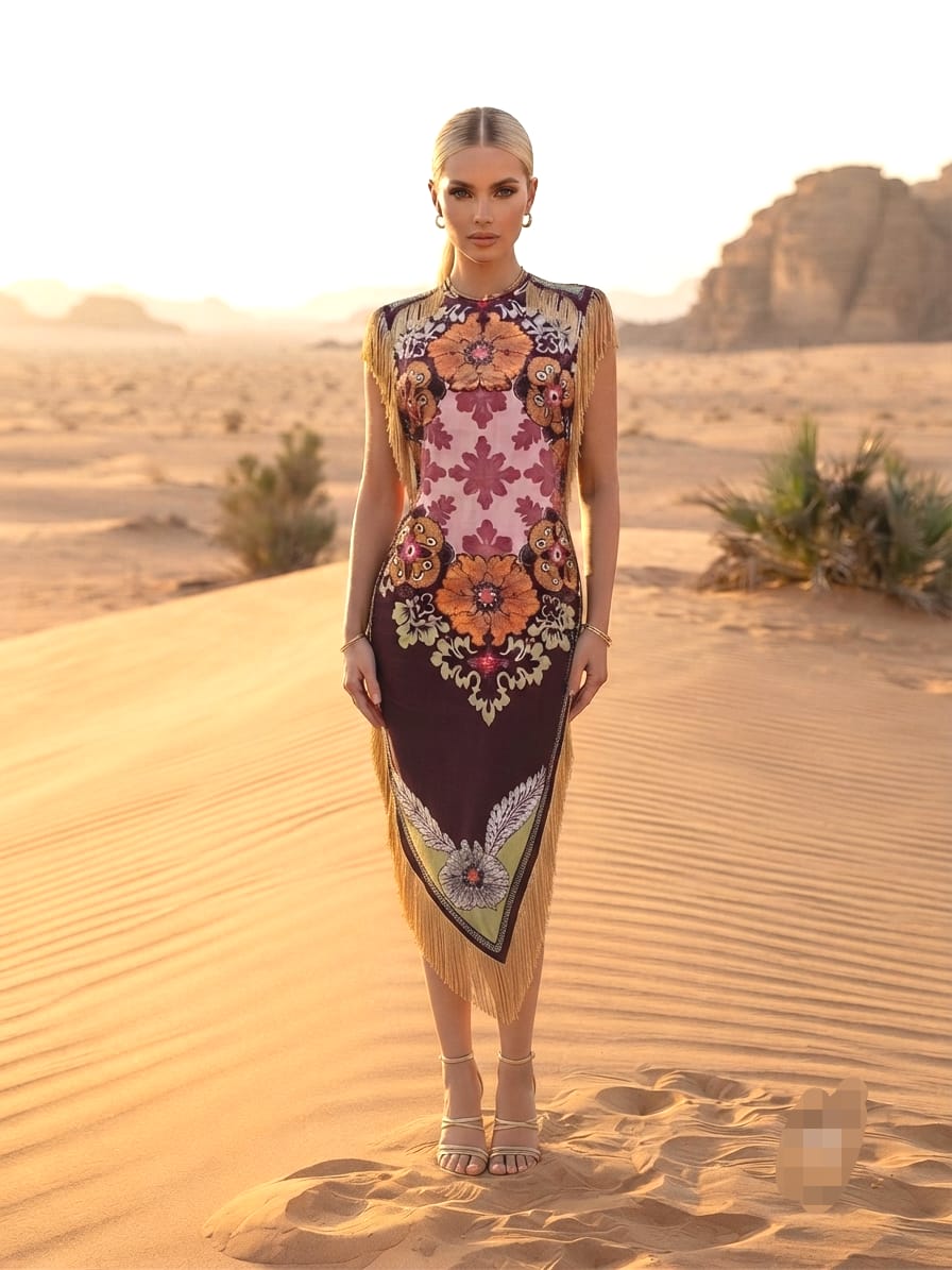 Vestido con flecos