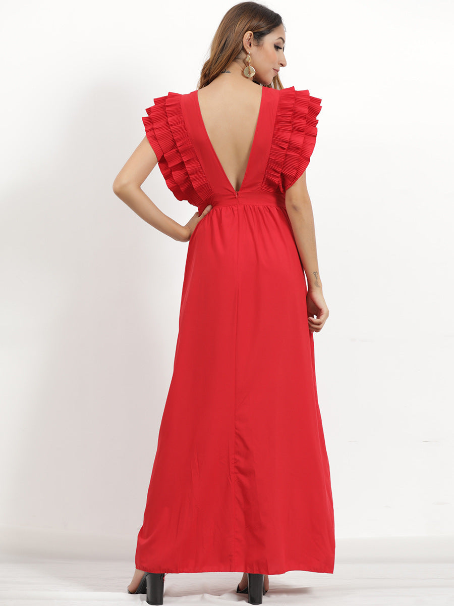 Vestido rojo ruffles