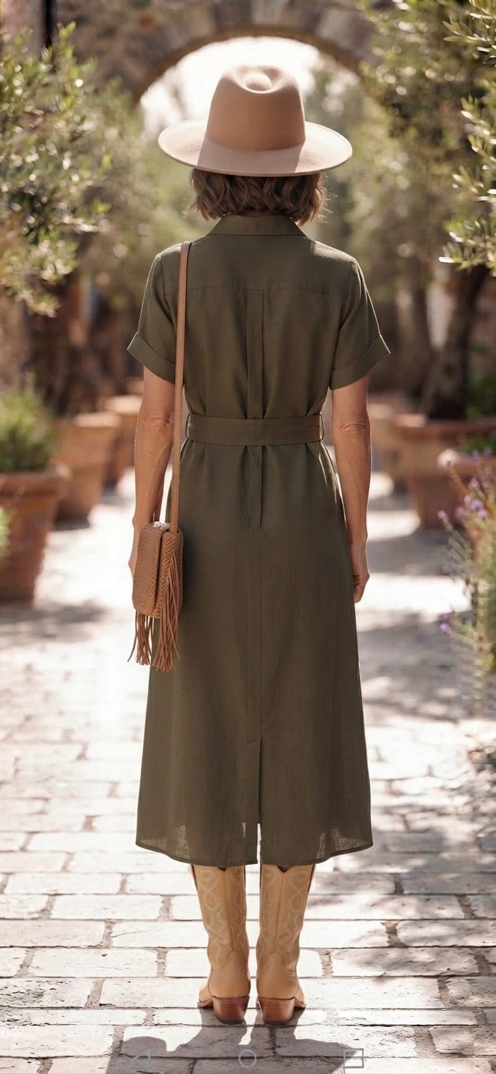 Vestido verde olivo casual