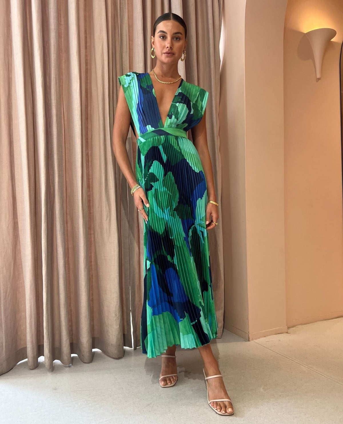 Vestido verde azul