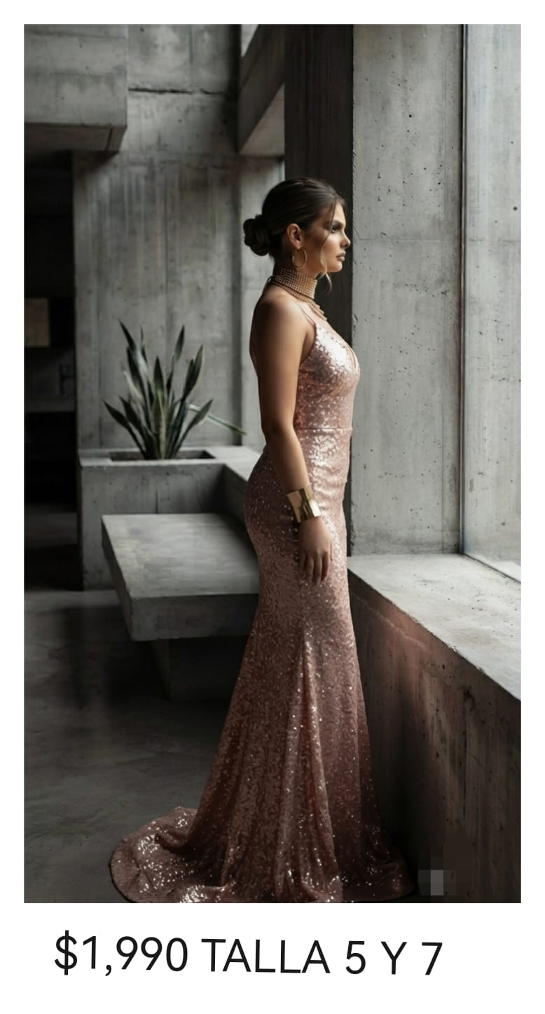 Vestido lentejuelas rose gold