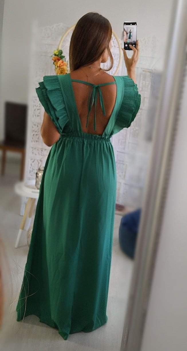 Vestido verde ruffles