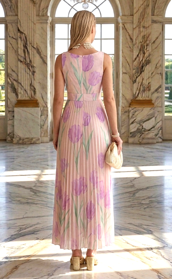 Vestido rosa claro estampado floral