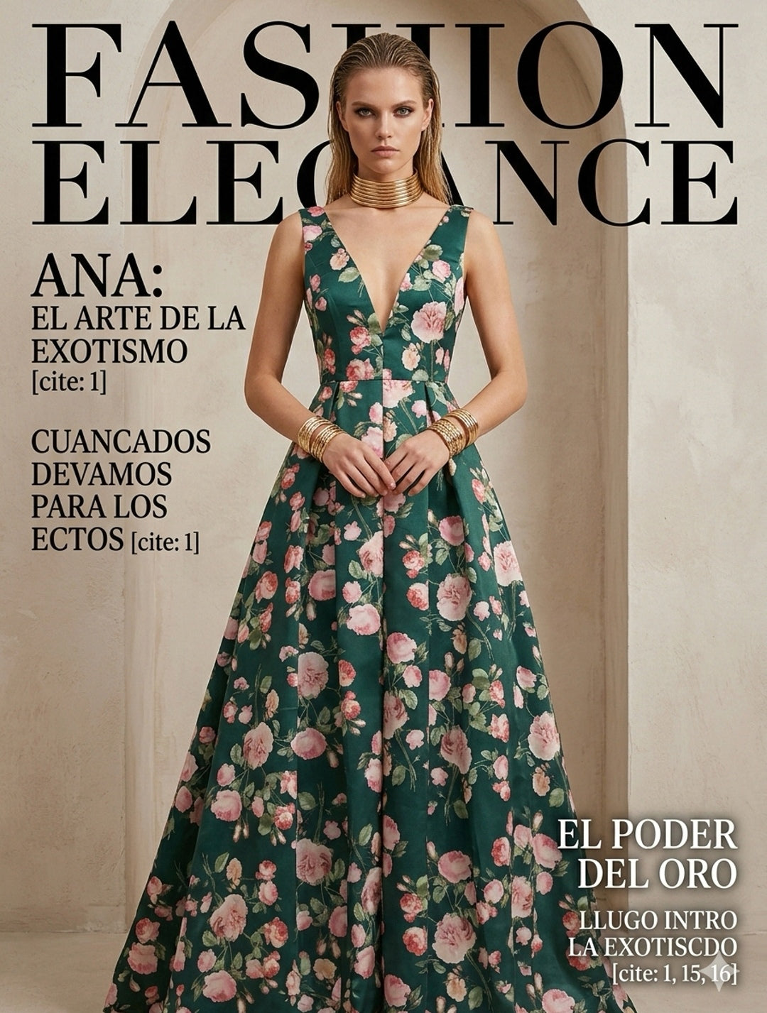 Vestido verde con estampado floral rosas