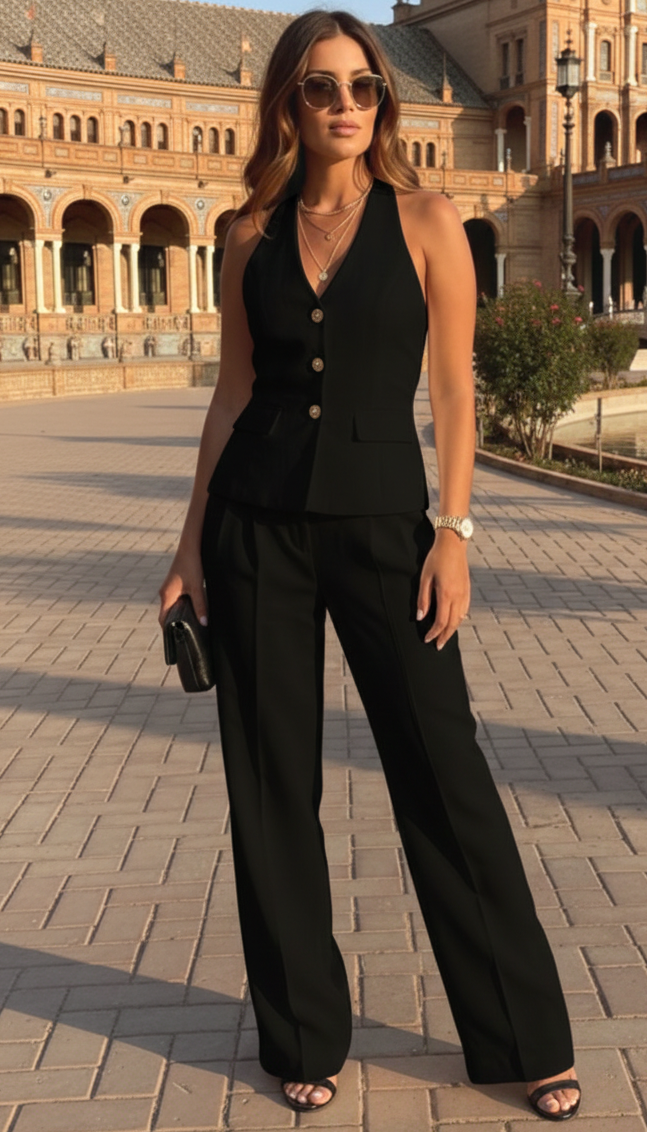 Conjunto chaleco y pantalón negro