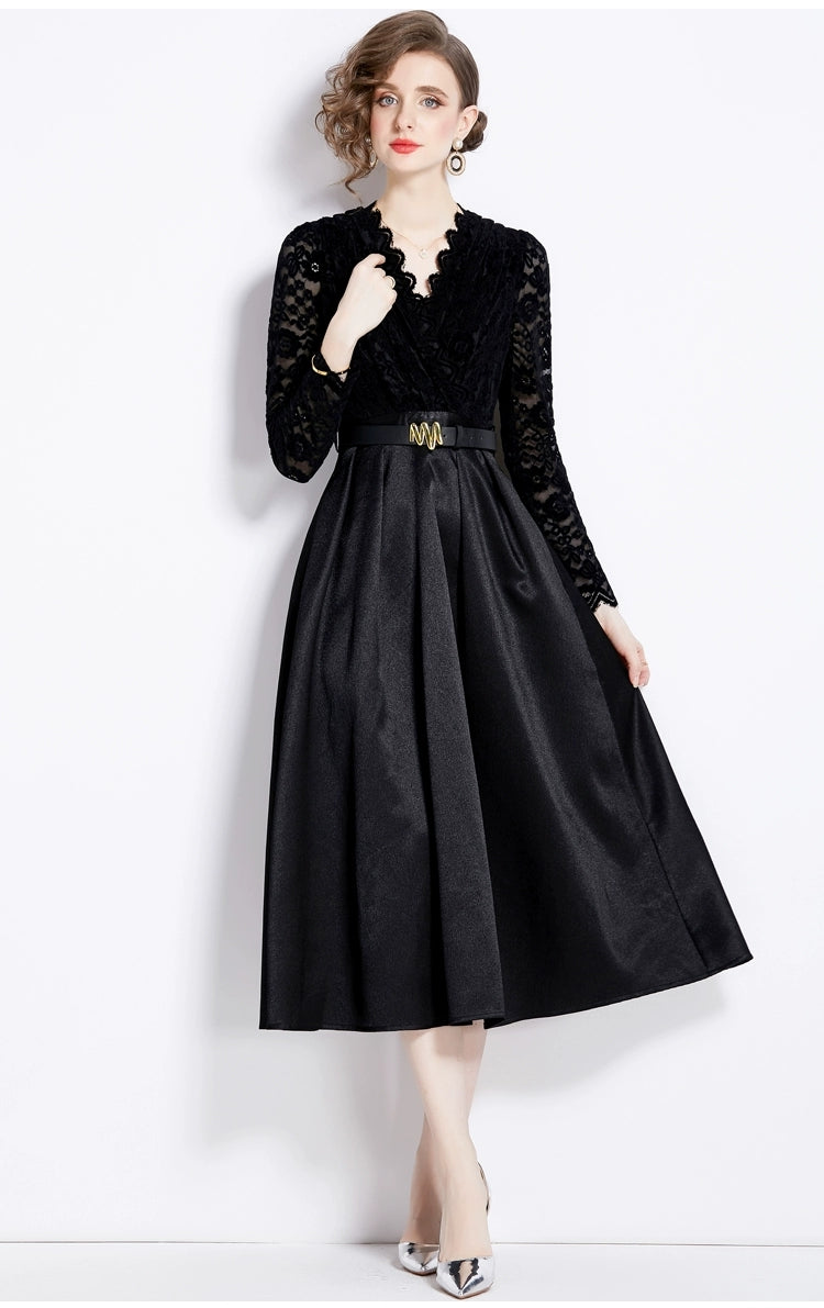 Vestido elegante encaje negro