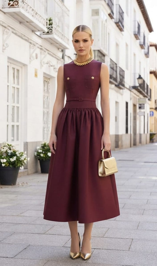 Vestido midi tinto