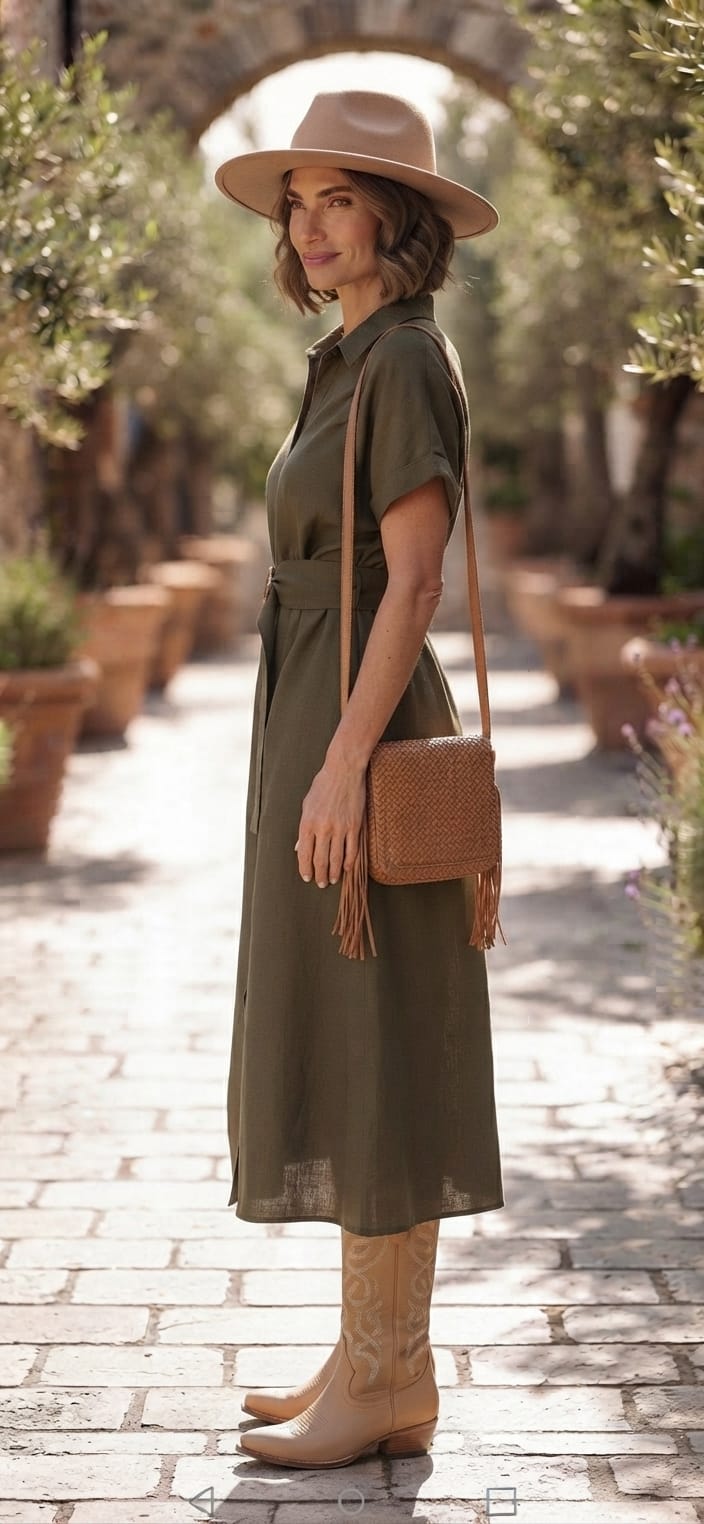 Vestido verde olivo casual