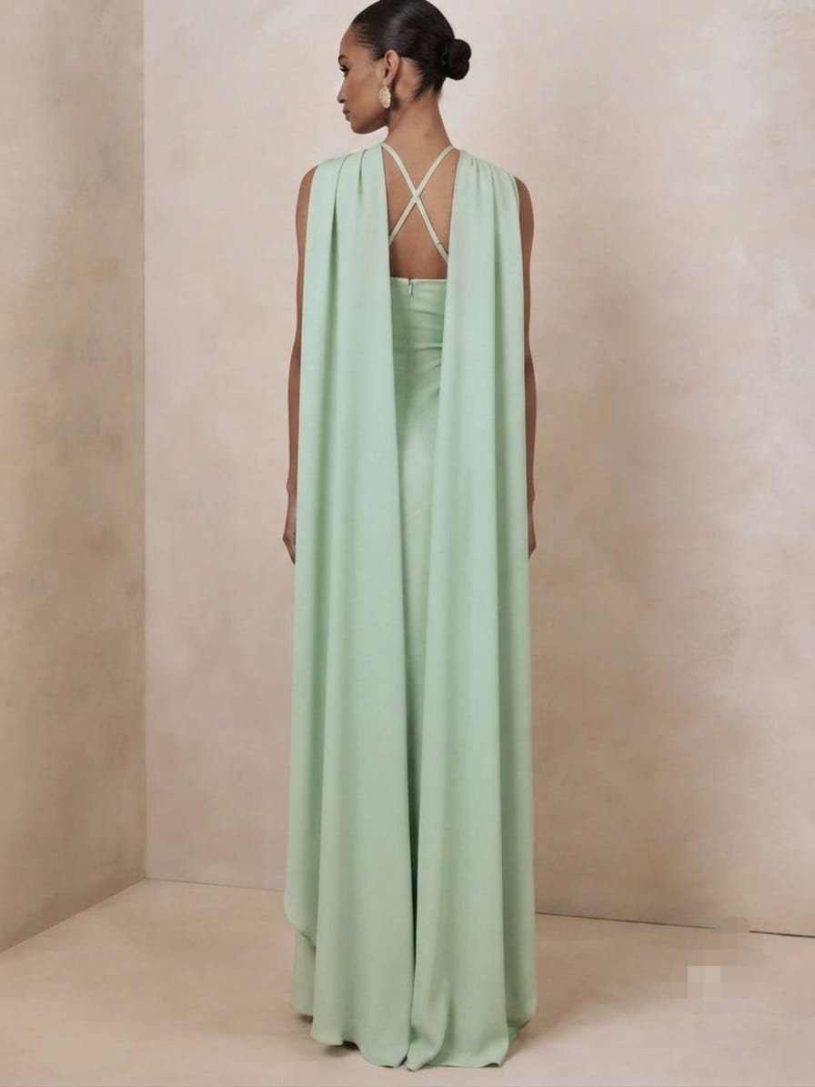 Vestido largo verde menta