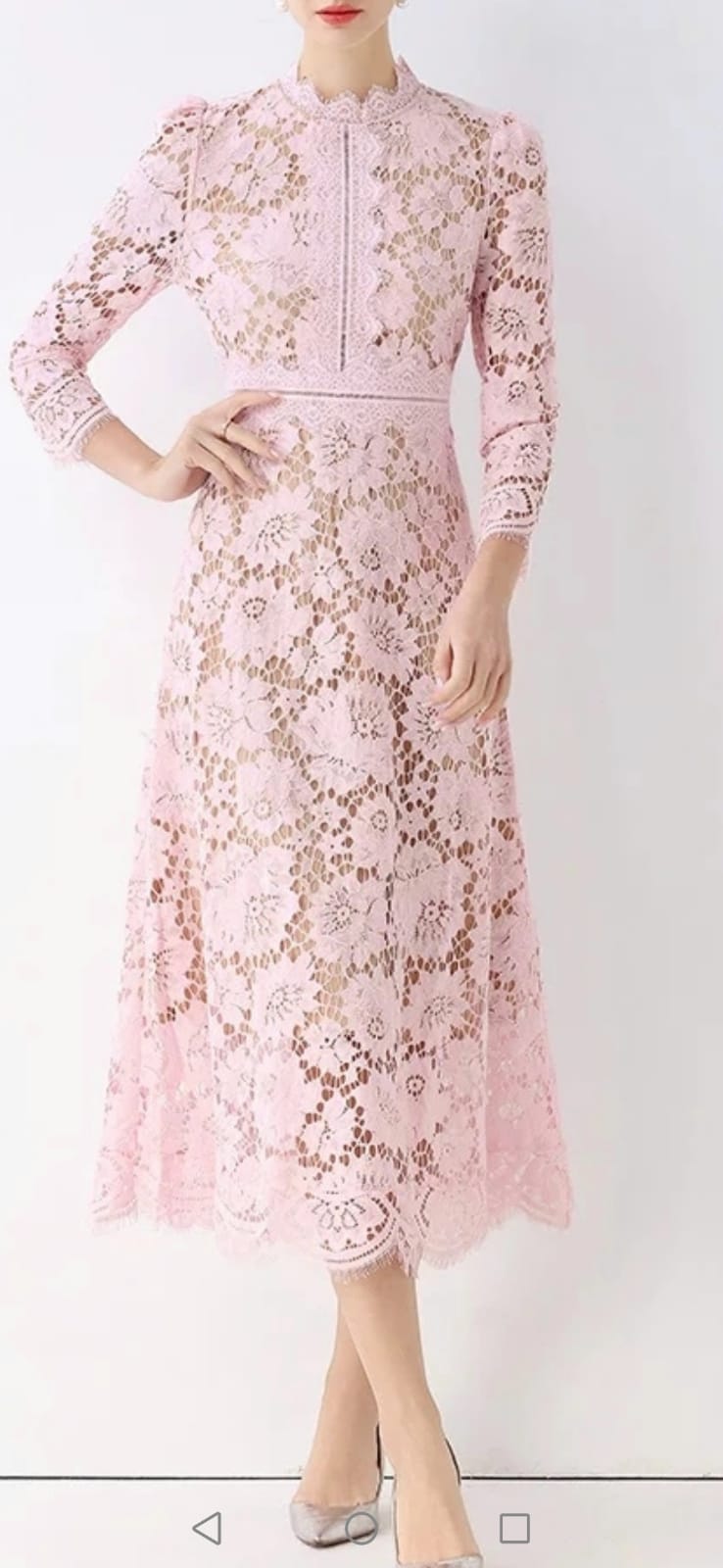 Vestido rosa palo midi recto