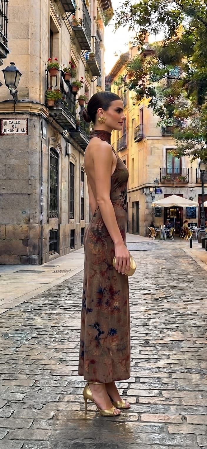 Vestido halter cafe