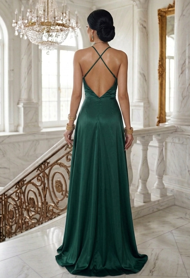 Vestido verde esmeralda tirantes