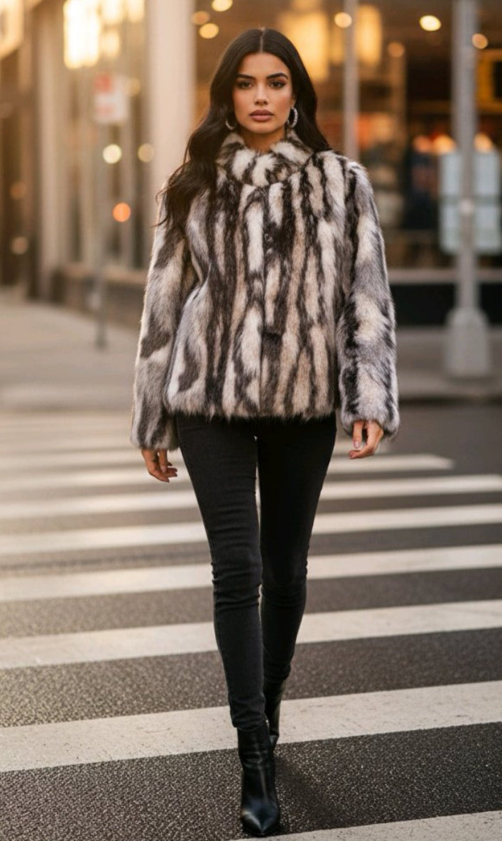 Abrigo multicolor sintético