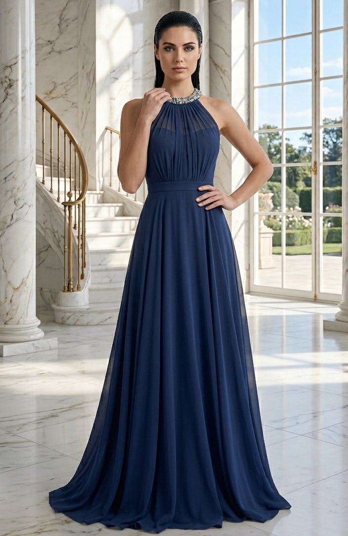 Vestido halter azul marino