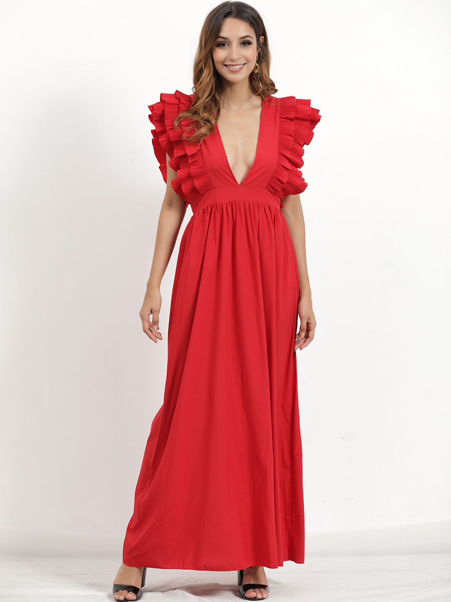 Vestido rojo ruffles