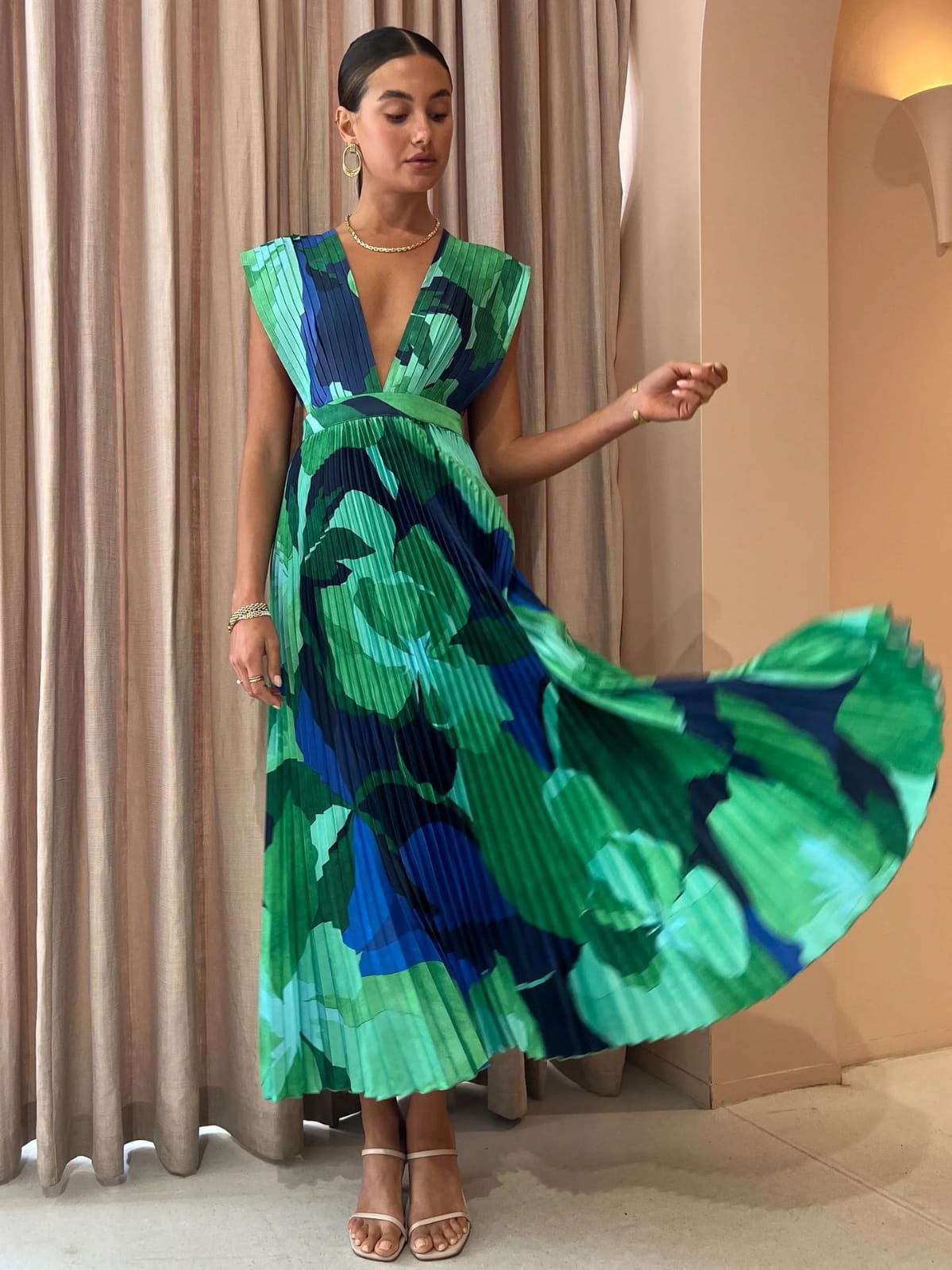 Vestido verde azul