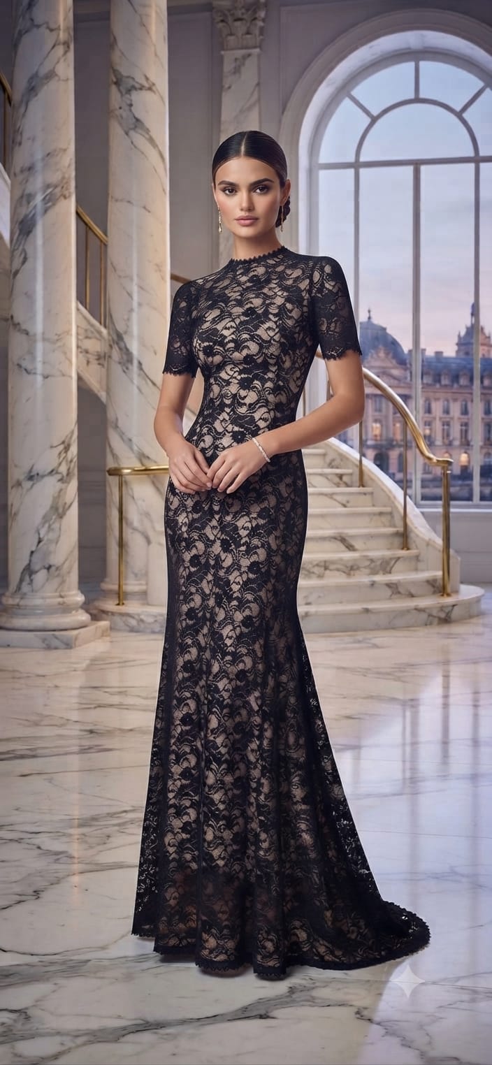Vestido encaje largo