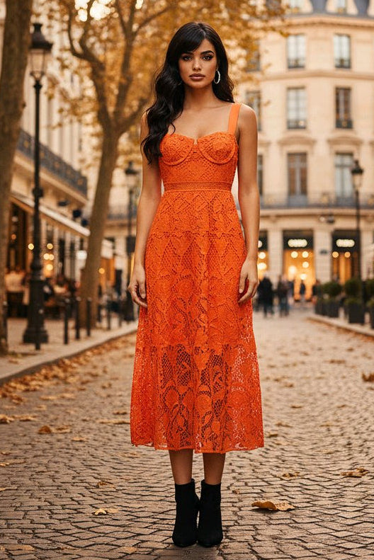 Vestido Naranja Cocktail