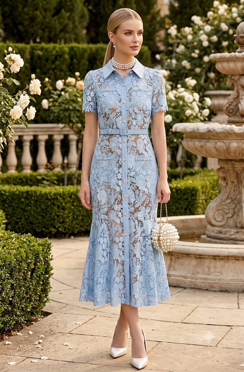 Vestido azul cielo manga corta