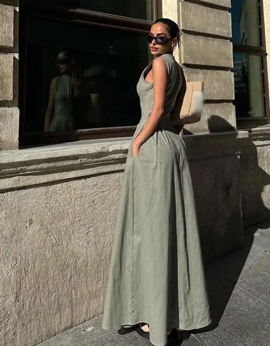 Vestido Carmen olivo
