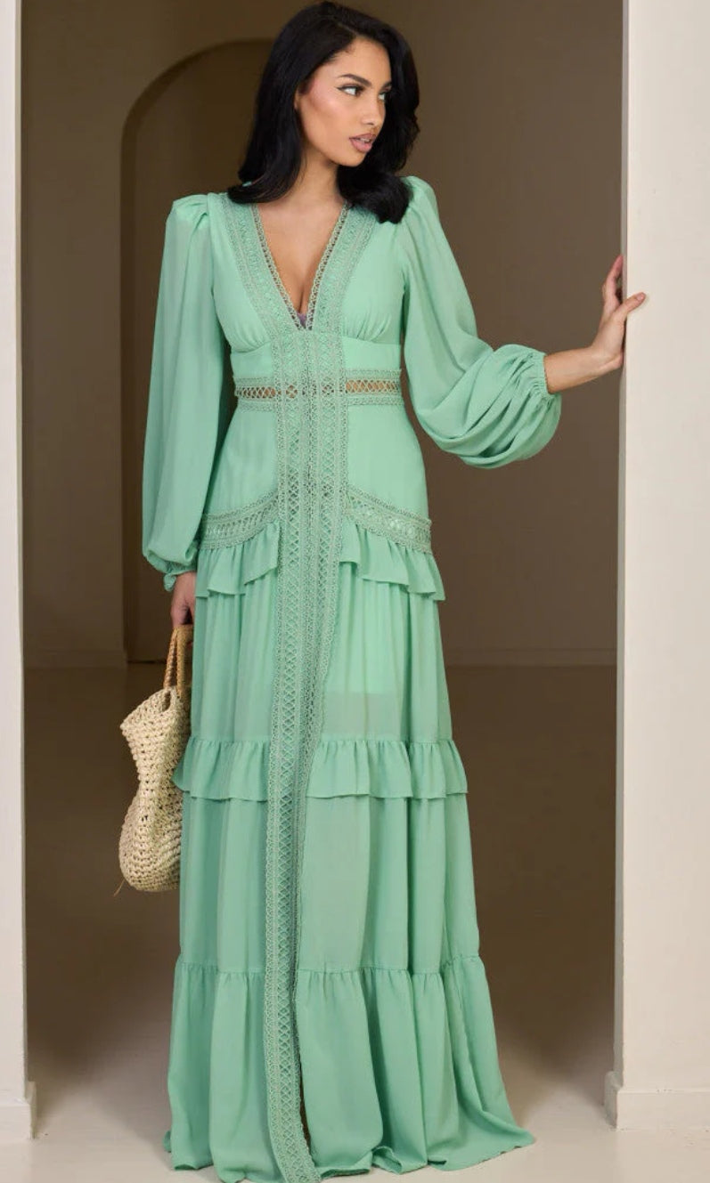 Vestido verde menta boho