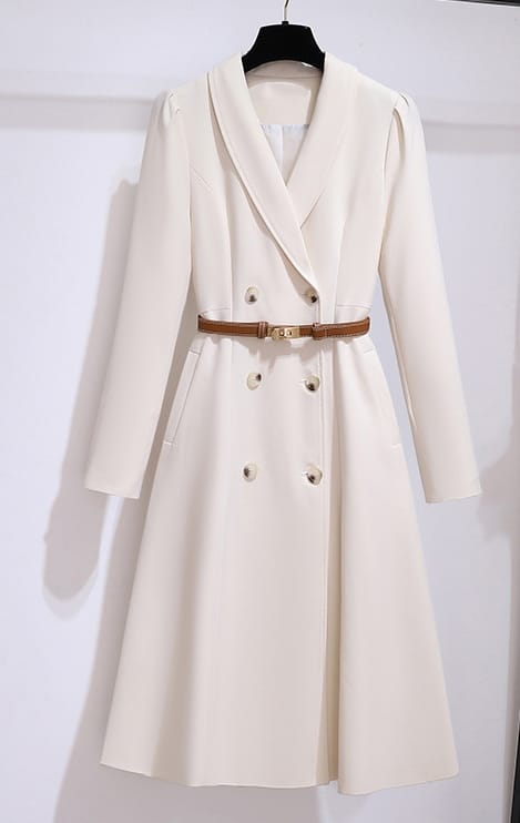 Vestido tipo gabardinas hueso