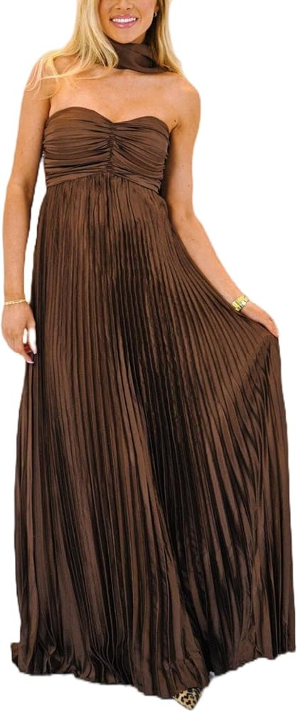 Vestido café strapless