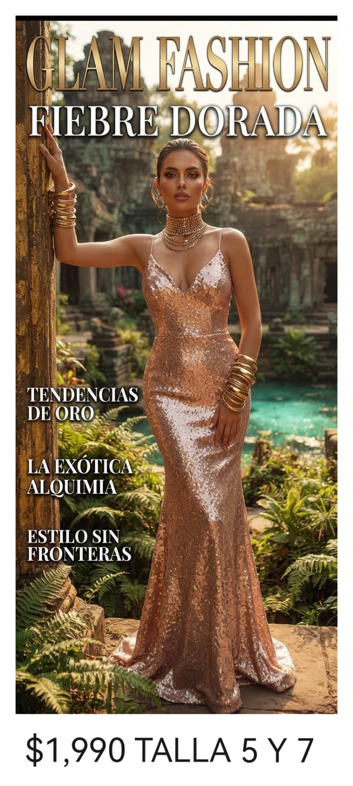 Vestido lentejuelas rose gold
