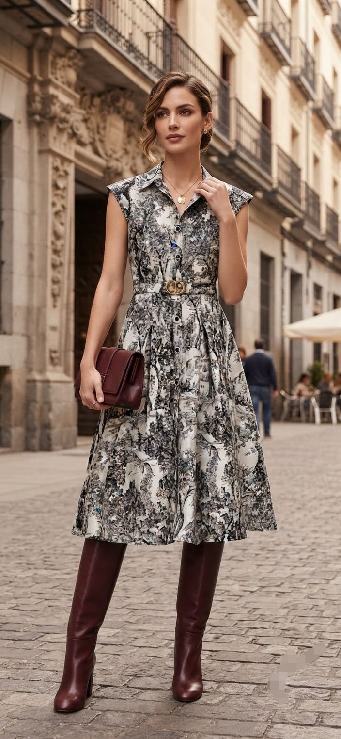 Vestido estampado negro blanco
