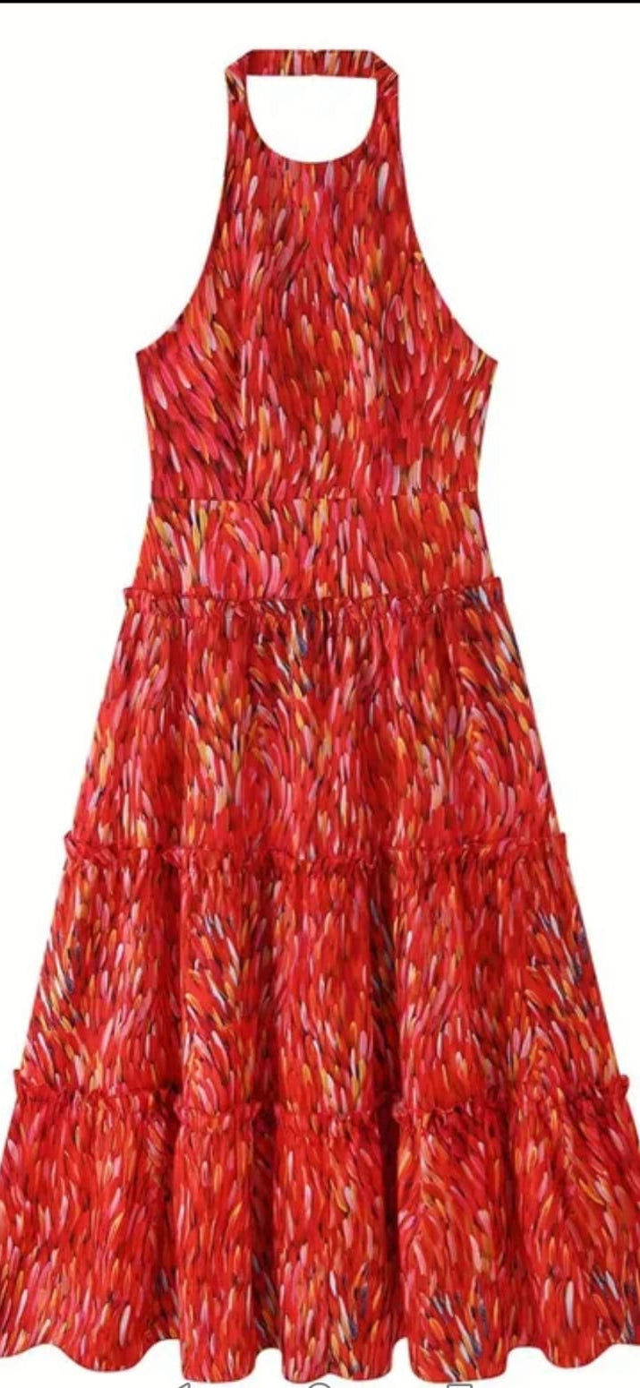 Set de vestido y jacket estampado naranja