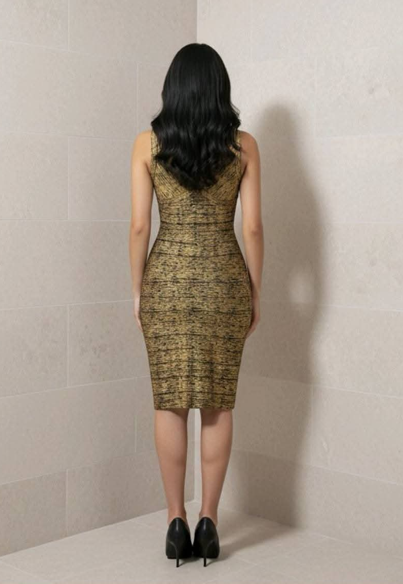 Vestido bandage dorado