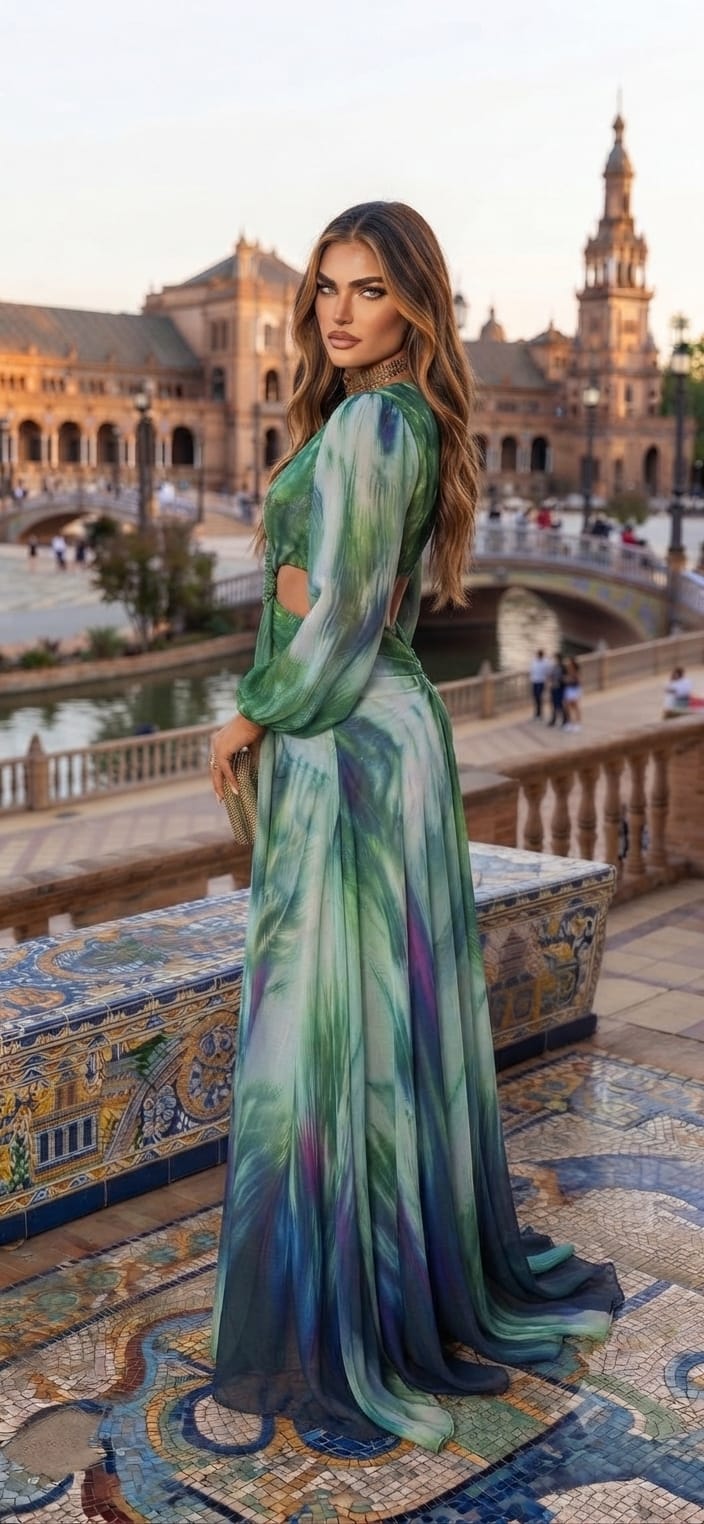 Vestido verde estampado