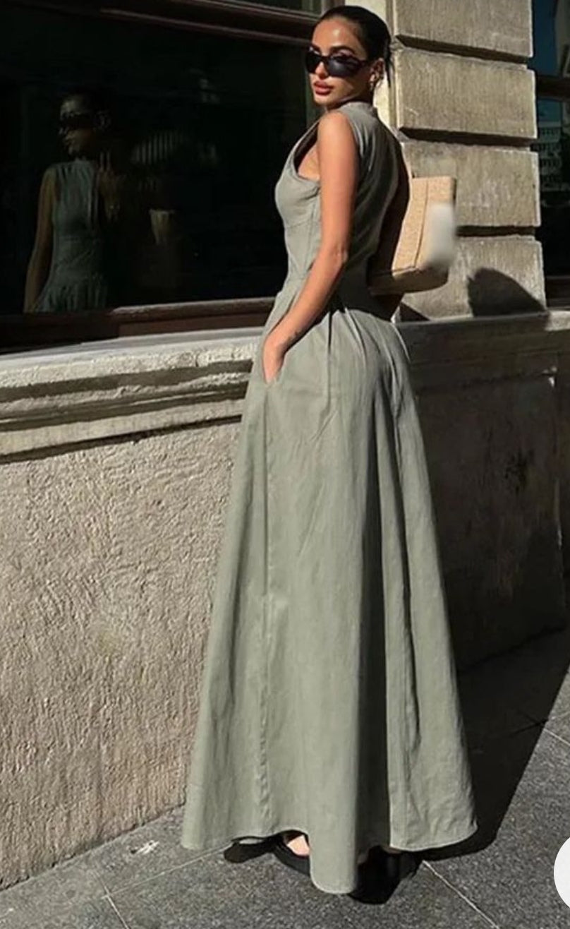 Vestido Carmen olivo