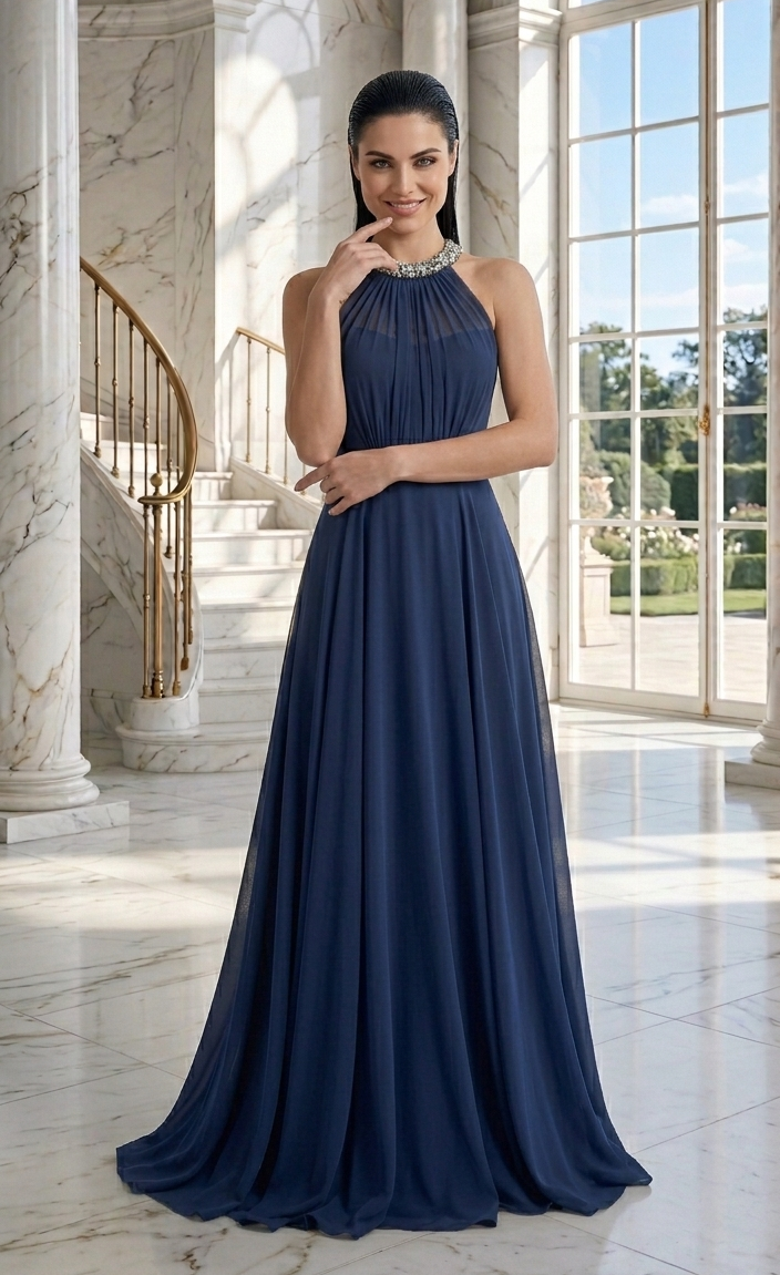 Vestido halter azul marino