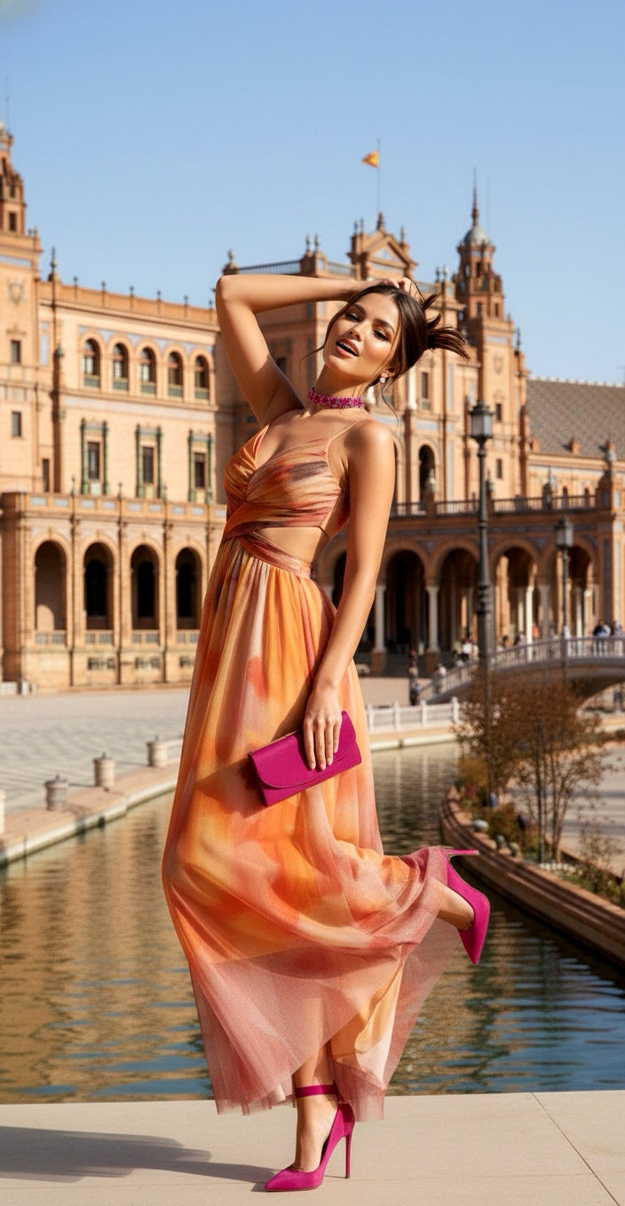 Vestido naranja tirantes