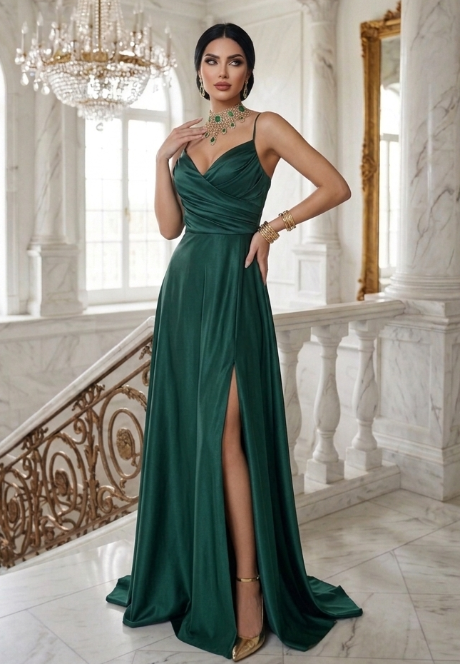 Vestido verde esmeralda tirantes