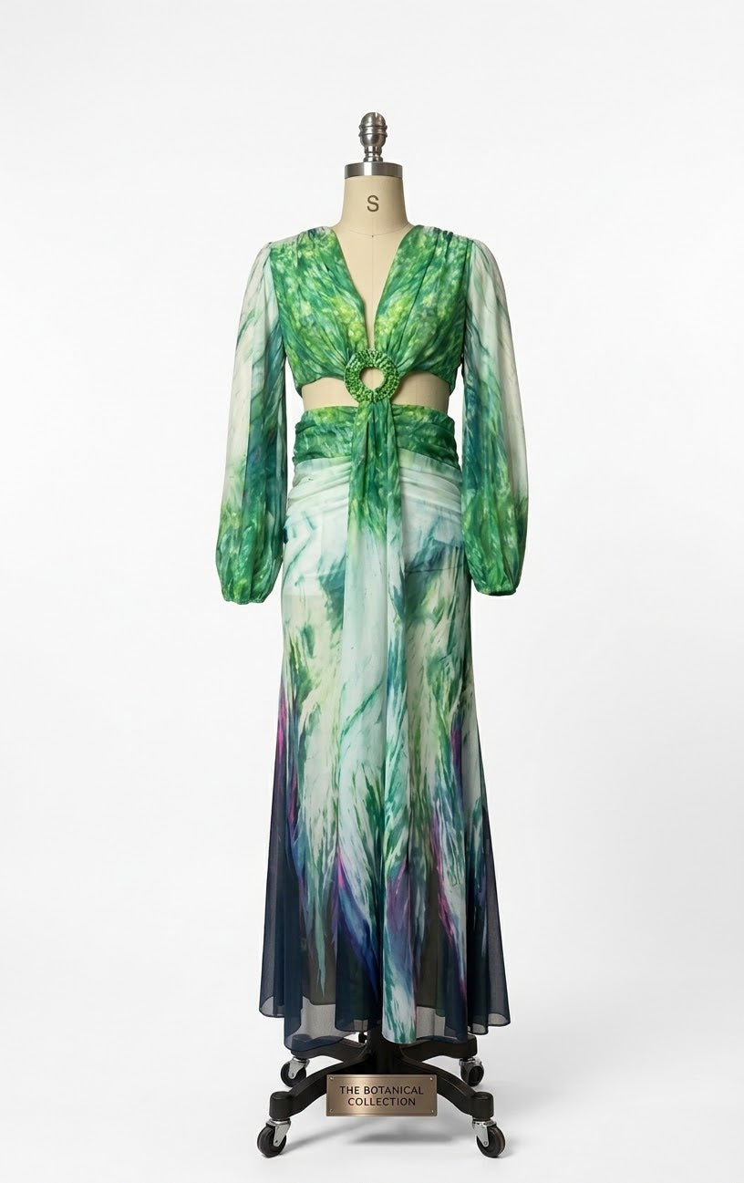 Vestido verde estampado