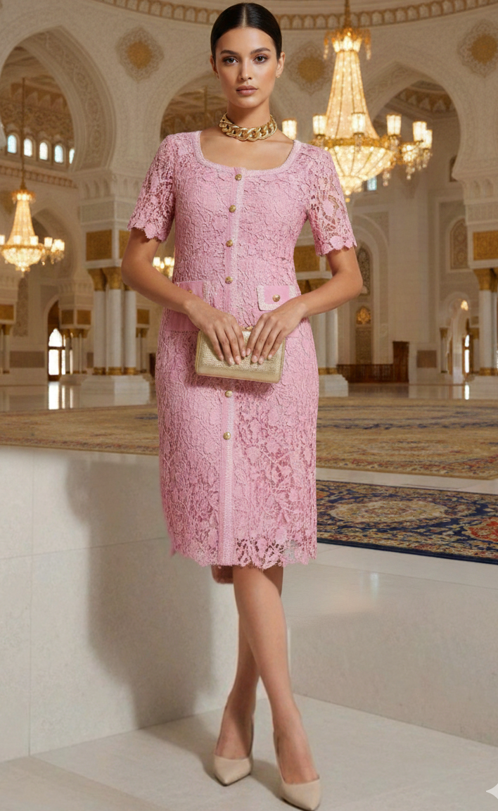 Vestido rosa gipiur