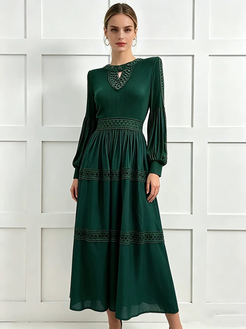 Vestido verde esmeralda midi