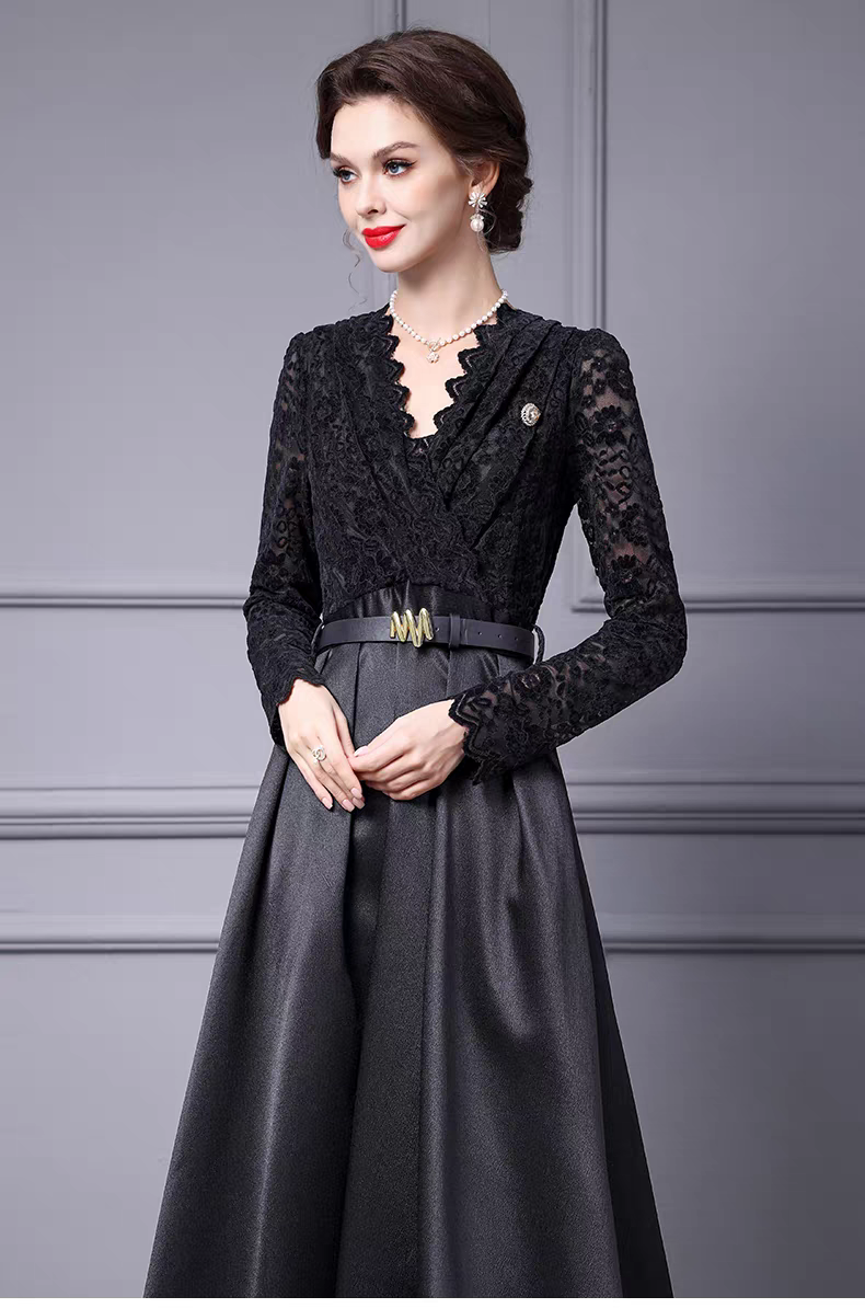 Vestido elegante encaje negro