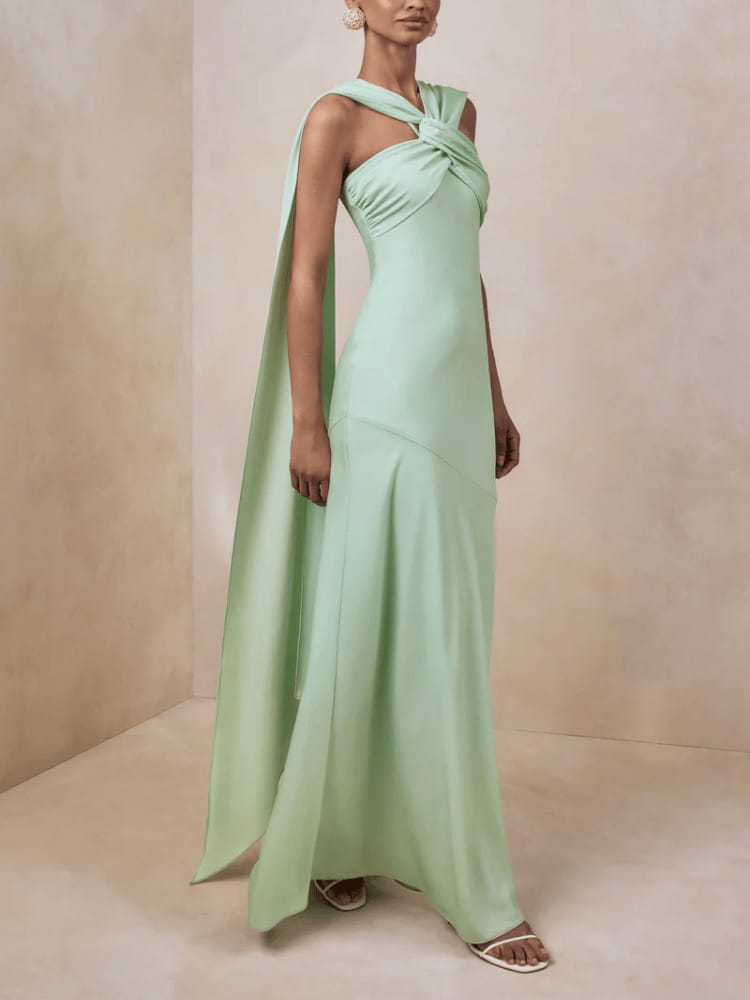 Vestido largo verde menta