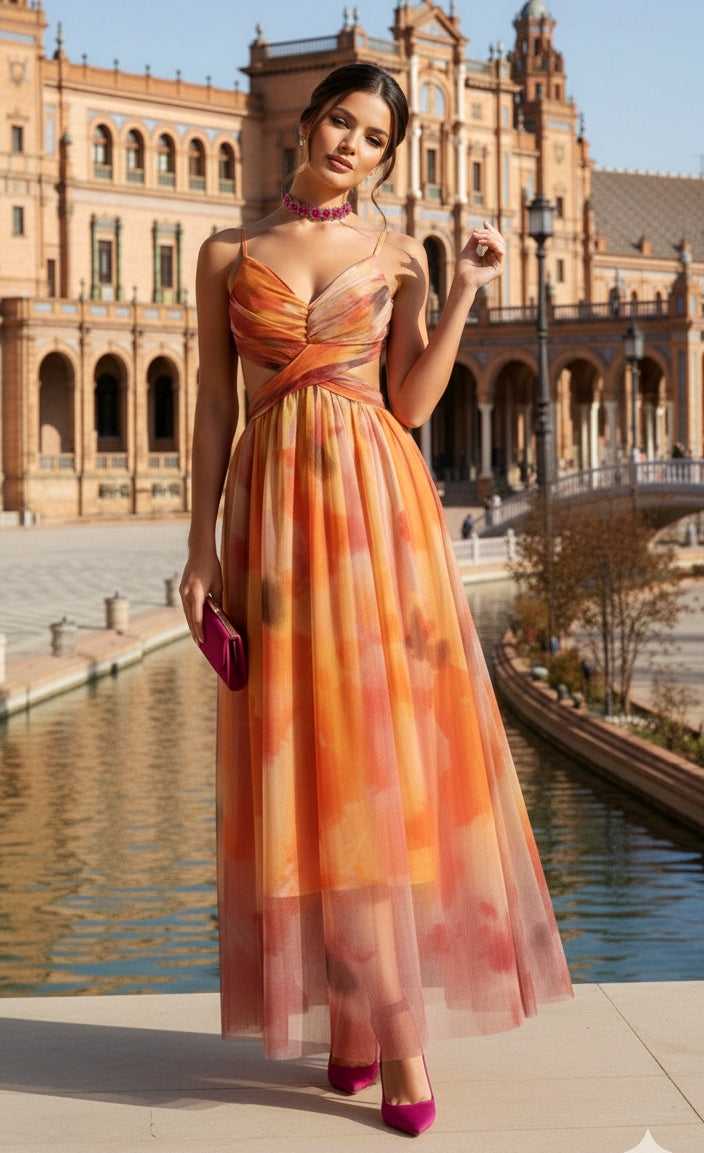 Vestido naranja tirantes